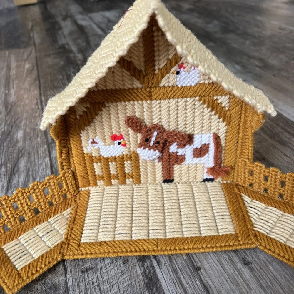 11 Piece Lot Handmade Needlepoint Plastic Canvas‎ Christmas Nativity Set Jesus